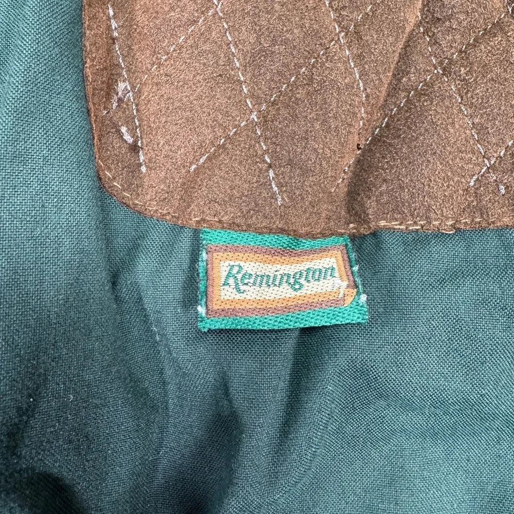 Vintage Remington Hunting Jacket Mens L Green Brown Quilted Shooting Field Coat
